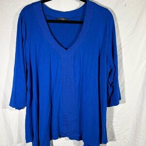 Adrianna Papell Blue V-Neck Top
